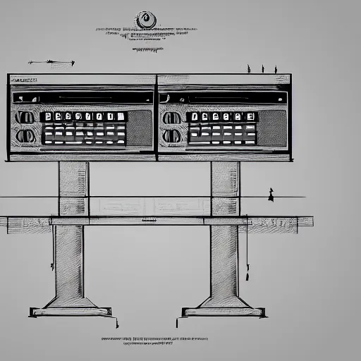 Image similar to old blueprint of gaming computer,high deatil,computer art,concept art