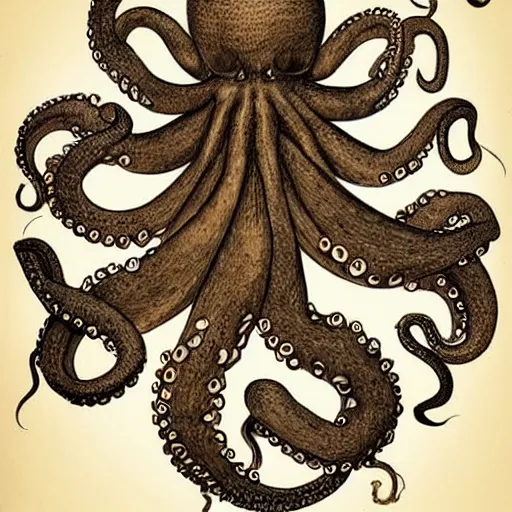 Prompt: octopus with human hands at the ends of each tentacle in style of leonardo da vinci