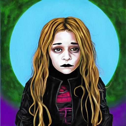 Image similar to goth mary kate olsen, art by michael miller