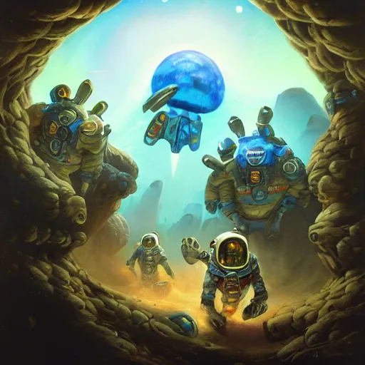 Image similar to space miners by justin gerard, deviantart