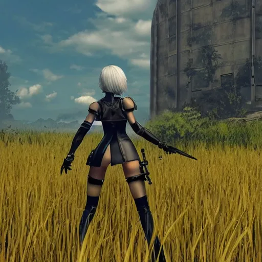 Image similar to a high resolution very detailed image from nier : automata of