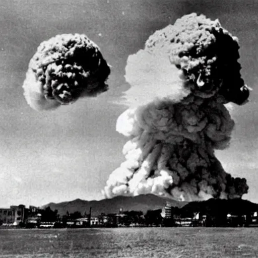 Prompt: atomic bomb explosion in hiroshima