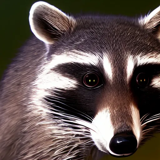 Image similar to a hyperrealistic octane render of a raccoon with camera lenses for eyes, photorealism, unreal engine, dramatic lighting, volumetric lighting, uplighting