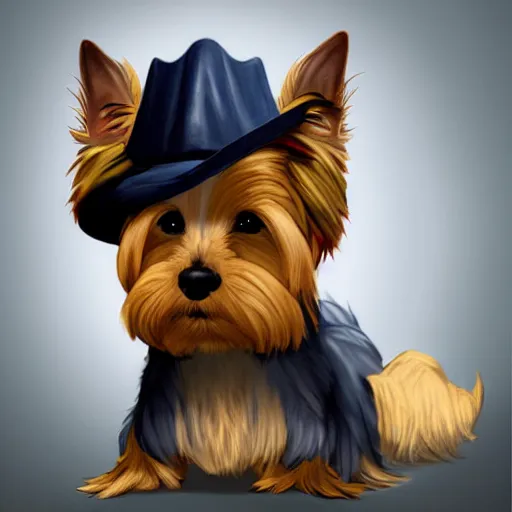 Image similar to detective yorkshire terrier wearing a fedora, disney eyes, in a dark alley, by D&D Concept Artists