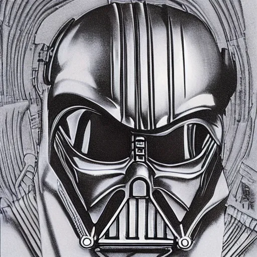 Image similar to h. r. giger designs his version of darth vader