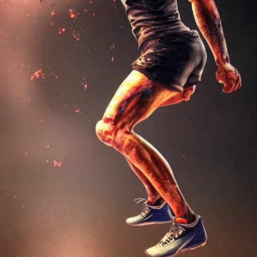 Prompt: “hyperrealistic mixed media high resolution image of athlete injuring their knee, stunning 3d render inspired art by István Sándorfi and Greg Rutkowski and Unreal Engine, perfect symmetry, dim volumetric lighting, 8k octane beautifully detailed render, post-processing, extremely hyper-detailed, intricate, epic composition, highly detailed attributes, highly detailed atmosphere, cinematic lighting, masterpiece, trending on artstation, very very detailed, masterpiece, stunning, flawless structure, lifelike texture, perfection,”