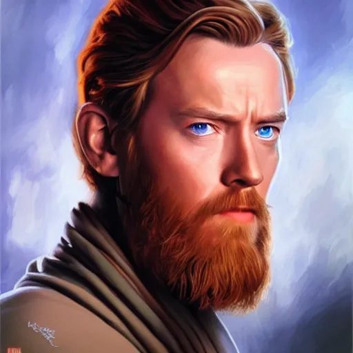 Prompt: an ultra - realistic portrait painting of obi - wan kenobi in the style of alex ross. 4 k. ultra - realistic. highly detailed. epic lighting.