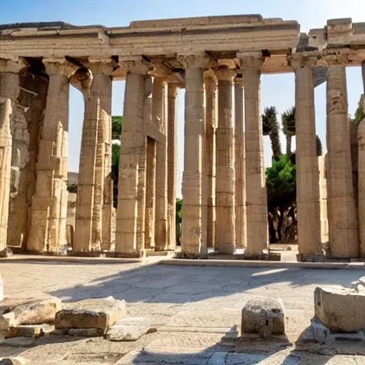 Prompt: monumental gateway of the temple of apollo, island of naxos