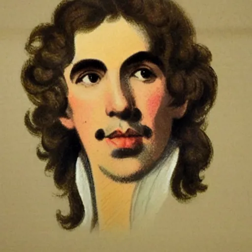 Image similar to regency era painting of a young george harrison in the style of thomas gainsborough