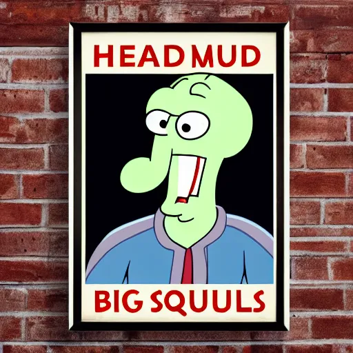 Image similar to handsome man, handsome squidward, big smile, hero, strong chin, handsome, poster style