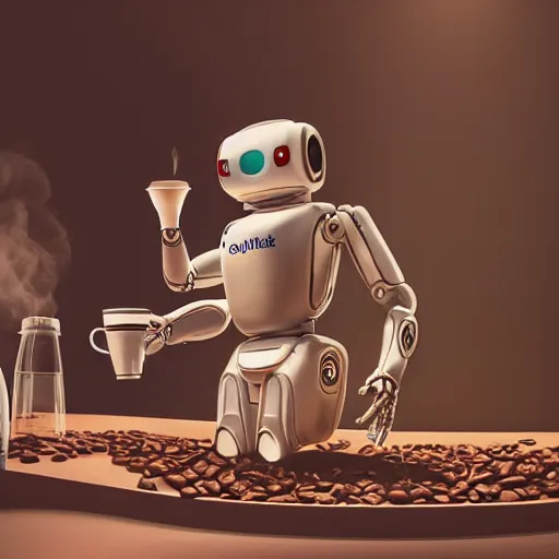 Prompt: hyperdetailed illustration of a friendly empatic highly robot serving a cup of coffee, by simon stalenhaag, by m. w. kaluta, high depth of field, fresh colors, coffee beans, coffee, steam, hyperdetailed, hyperrealistic, moody light, 3 d octane render, 4 k, volumetric lights, smooth, cosy atmosphere, artstation!