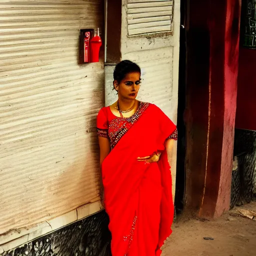 Image similar to a hot girl in a saree red light district