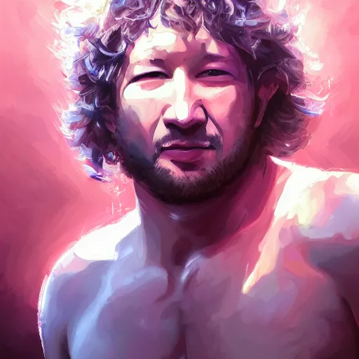 Image similar to beautiful portrait of Kenny Omega , in the painterly style of WLOP, artgerm, brush stroke oil painting, dynamic lighting, imagine fx, artstation