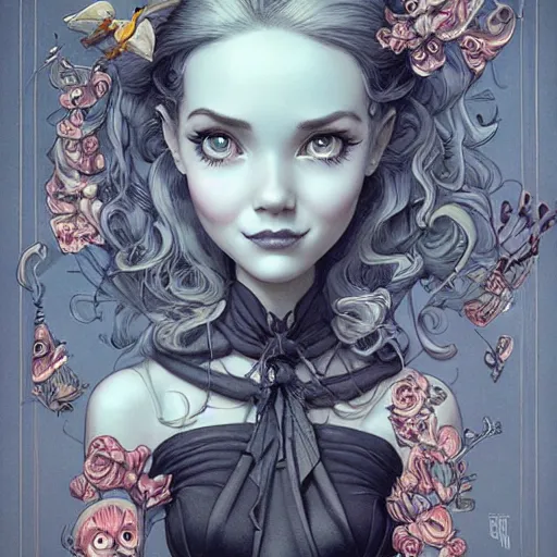 Prompt: Lofi portrait, Pixar style by Joe Fenton and Stanley Artgerm and Tom Bagshaw and Tim Burton, gentle smile