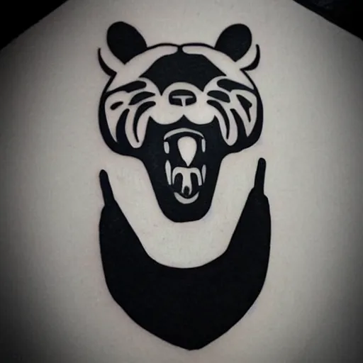 Image similar to tattoo design, stencil, bear, claws below bear