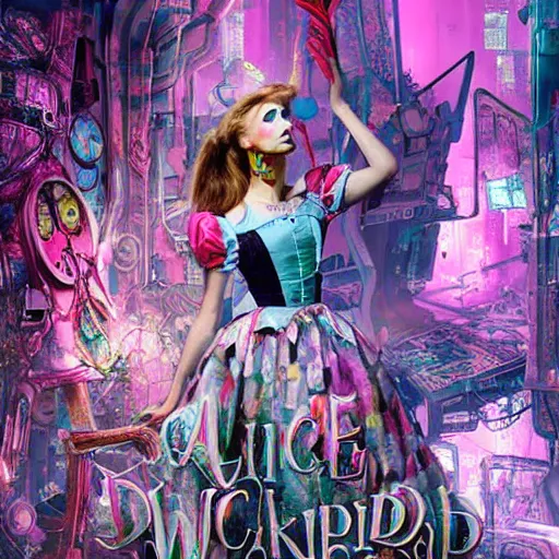 Prompt: alice in wonderland, cyberpunk