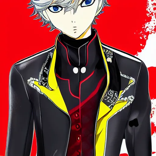 Image similar to ryuji from persona 5 at mcdonald's, highly detailed, anime