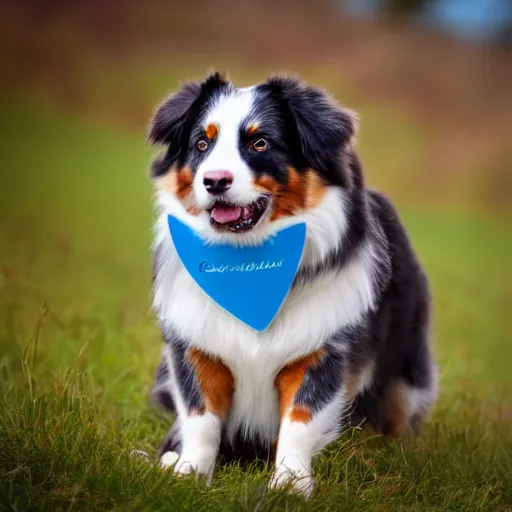 Image similar to photo of an Australian Shepherd with cool blue eyes, award winning photography