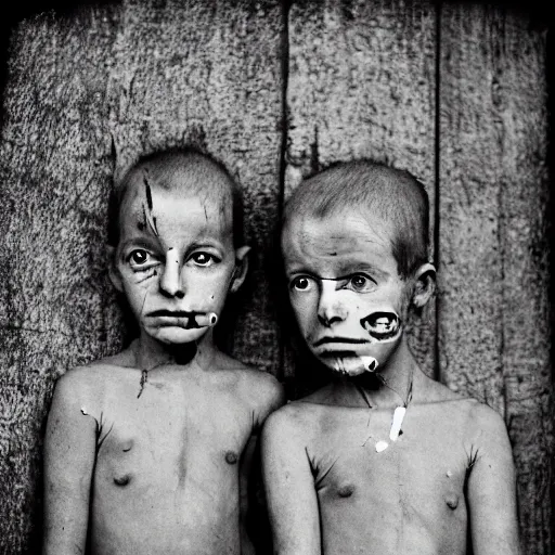 Prompt: twins photo by roger ballen