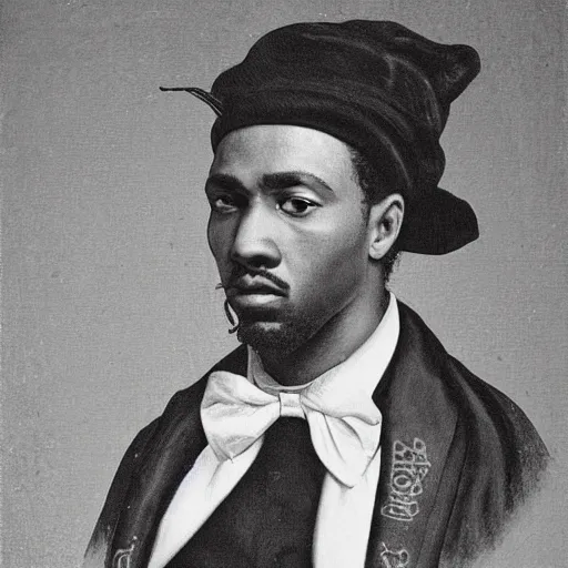 Image similar to a detailed portrait of a rapper in the 1 8 0 0