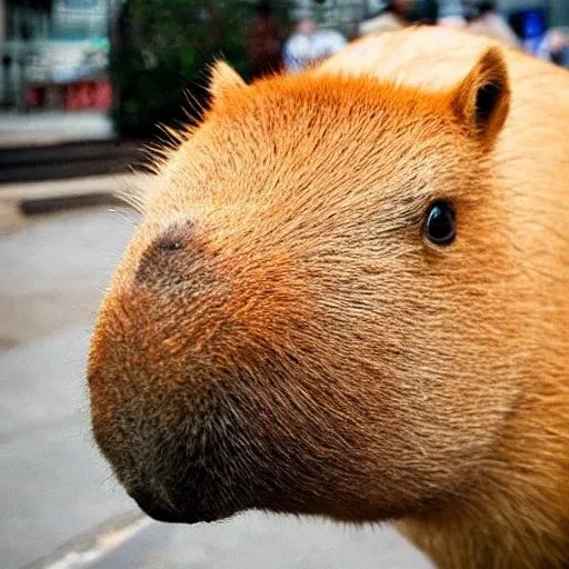 Image similar to an antropomorphic capybara wearing a suit