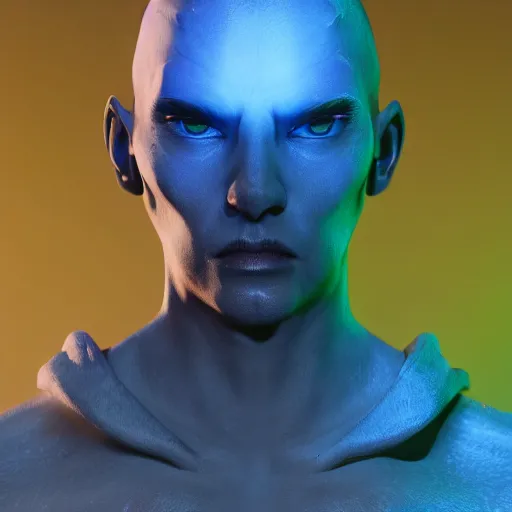 Image similar to character design, dark arcanist, blue lightning, blue mist, fog, scary, photorealistic, unreal engine