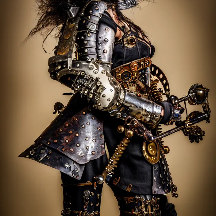 Image similar to full body photograph of a real - life very beautiful clockpunk warrior. extremely detailed. dslr. 8 5 mm.