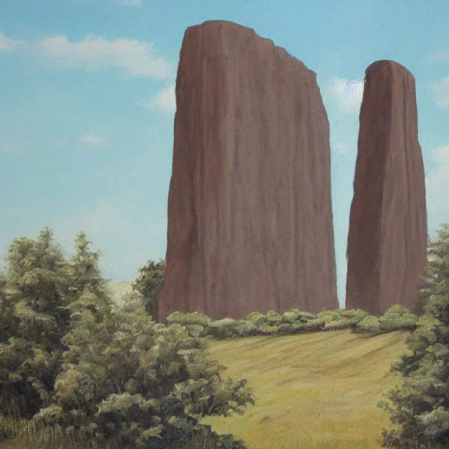 Prompt: a painting of a gigantic ancient monolith
