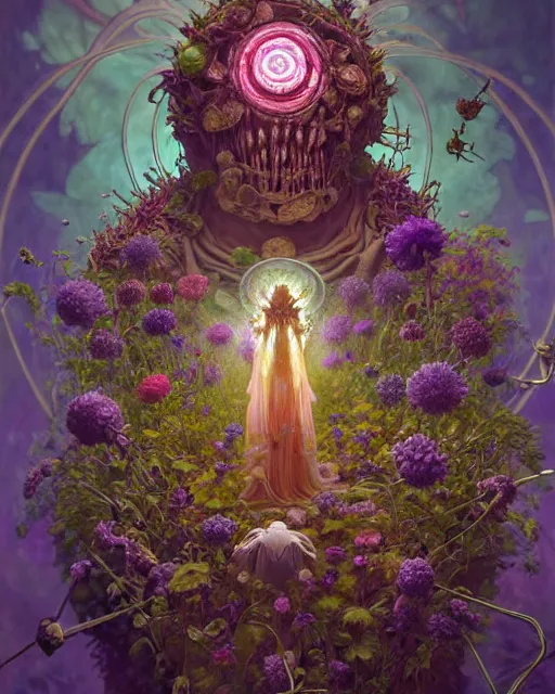 Prompt: the platonic ideal of flowers, rotting, insects and praying of cletus kasady carnage thanos dementor wild hunt doctor doom chtulu mandelbulb mandala ponyo spirited away bioshock davinci heavy rain, d & d, fantasy, ego death, decay, dmt, art by artgerm and greg rutkowski and alphonse mucha