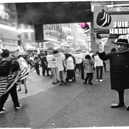 Image similar to hamburglar at the jan 6 riots news footage cnn network television