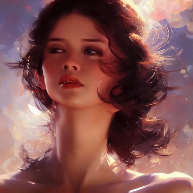 Image similar to in this whole world, you are the most beautiful. oil painting, by stanley artgerm lau, wlop, rossdraws, frank frazetta, andrei riabovitchev, marc simonetti