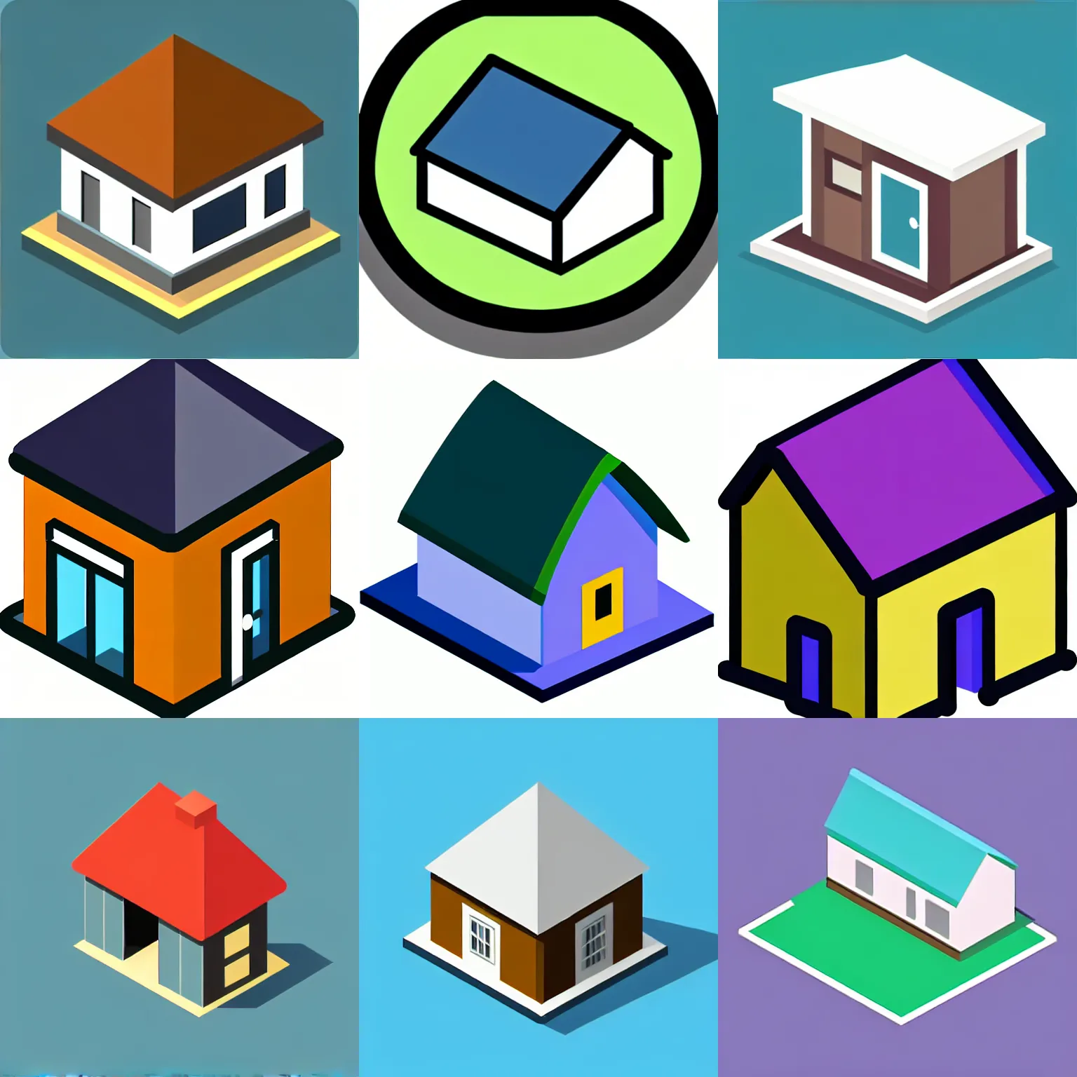 Prompt: a isometric icon of a building with [ gable roof ]