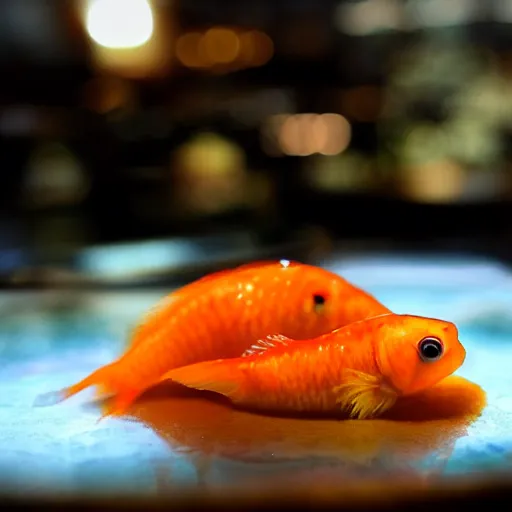 Prompt: high resolution photo of goldfish, michelin star, very tasty, food photography, instagram, trending