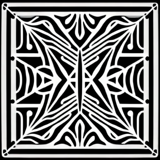 Image similar to black and white svg vector art panel for cnc plasma, laser, stencil, unique art deco forest circuit board design