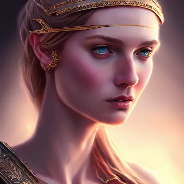 Prompt: epic professional digital art portrait of Helen of Troy, glamour shot, best on artstation, cgsociety, wlop, Behance, pixiv, astonishing, impressive, outstanding, epic, cinematic, stunning, concept art, gorgeous, much detail, much wow, masterpiece.