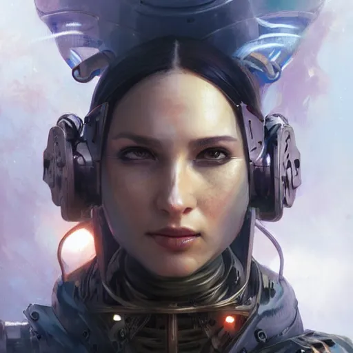 Prompt: scifi character portrait Painting of a futuristic pirate, dystopian mood, intricate, wild, highly detailed, digital painting, artstation, concept art, smooth, sharp focus, illustration, art by artgerm and greg rutkowski and alphonse mucha