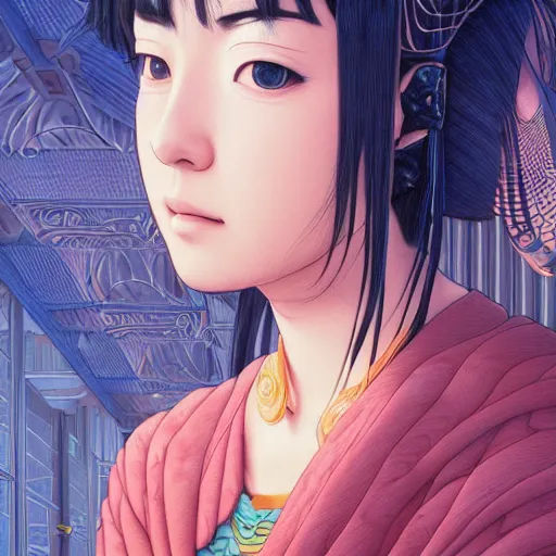 Prompt: portrait of hinata hyuga, an ultrafine detailed illustration by tim hildebrandt, by james jean, intricate linework, bright colors, final fantasy, behance contest winner, vanitas, angular, altermodern, unreal engine 5 highly rendered, global illumination, radiant light, detailed and intricate environment
