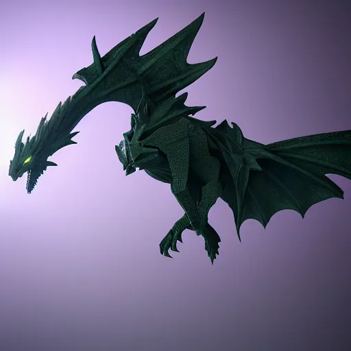 Image similar to the ender dragon without pixels, octane render, 3D, 8K