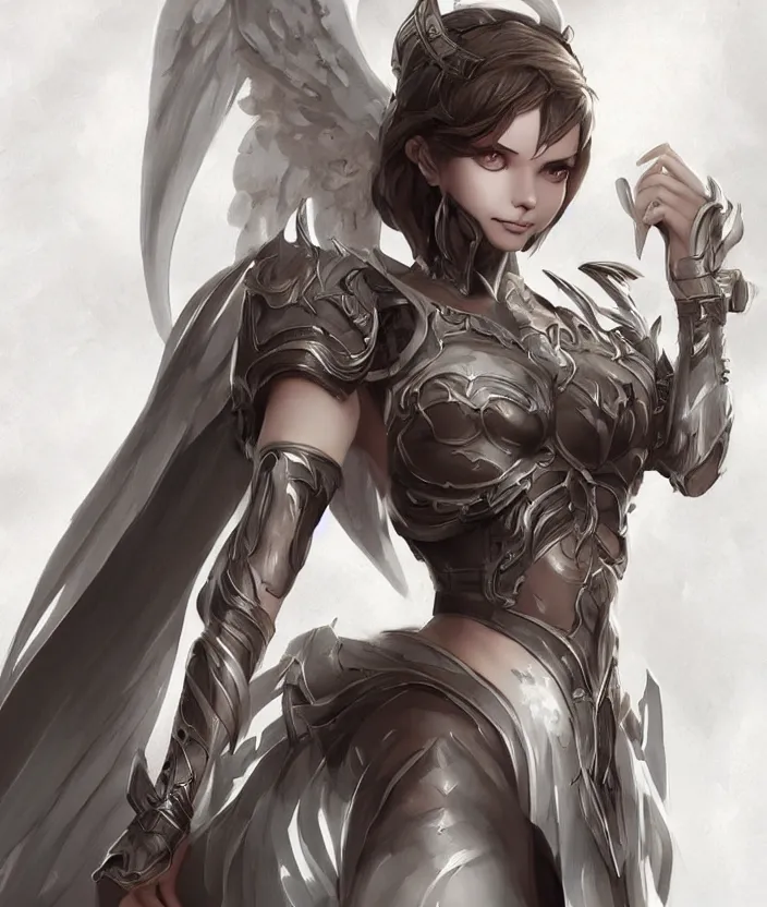 Image similar to Concept art, angel knight girl, artstation trending, artgerm highly detailded