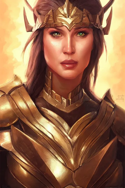 Image similar to amazon valkyrie athena, d & d, fantasy, portrait, highly detailed, headshot, digital painting, trending on artstation, concept art, sharp focus, illustration, art by artgerm and greg rutkowski and magali villeneuve