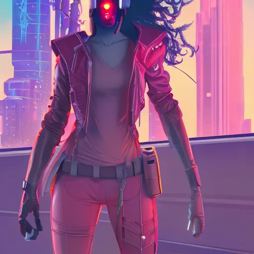 Image similar to zendaya as a cyberpunk hero standing on the rooftop of cybertown, art poster, character design, ambient lighting, 4 k, lois van baarle, ilya kuvshinov, rossdraws, alphonse mucha, jung gi kim, dylan kowalsk, artstation