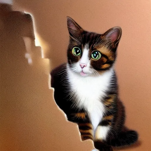 Image similar to wonderful picture with beautiful cute cat, detailed and photorealistic with fantastic coloring