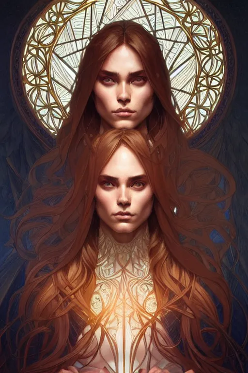 Prompt: symmetry!! intense fanart of acotar protagonist, intricate, elegant, highly detailed, my rendition, digital painting, artstation, concept art, smooth, sharp focus, illustration, art by artgerm and greg rutkowski and alphonse mucha