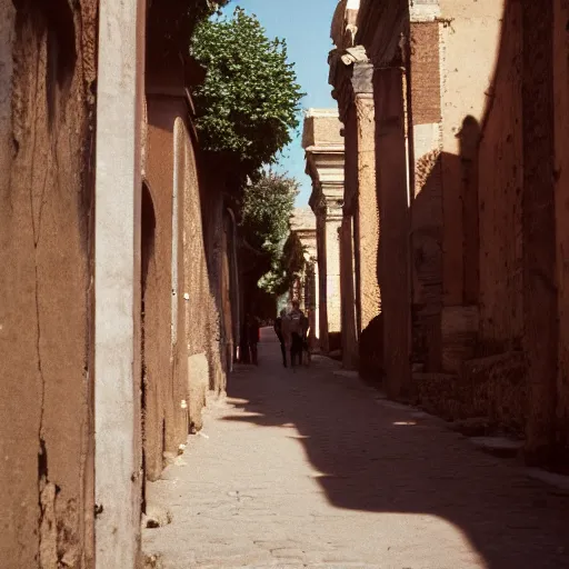 Prompt: portra 800 street photography in ancient Rome