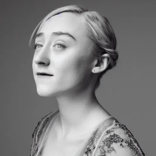 Prompt: a true-to-life photoshoot of Saoirse Ronan in period dress