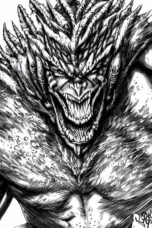 Prompt: beast man, highly detailed, digital art, sharp focus, trending on art station, kentaro miura manga art style