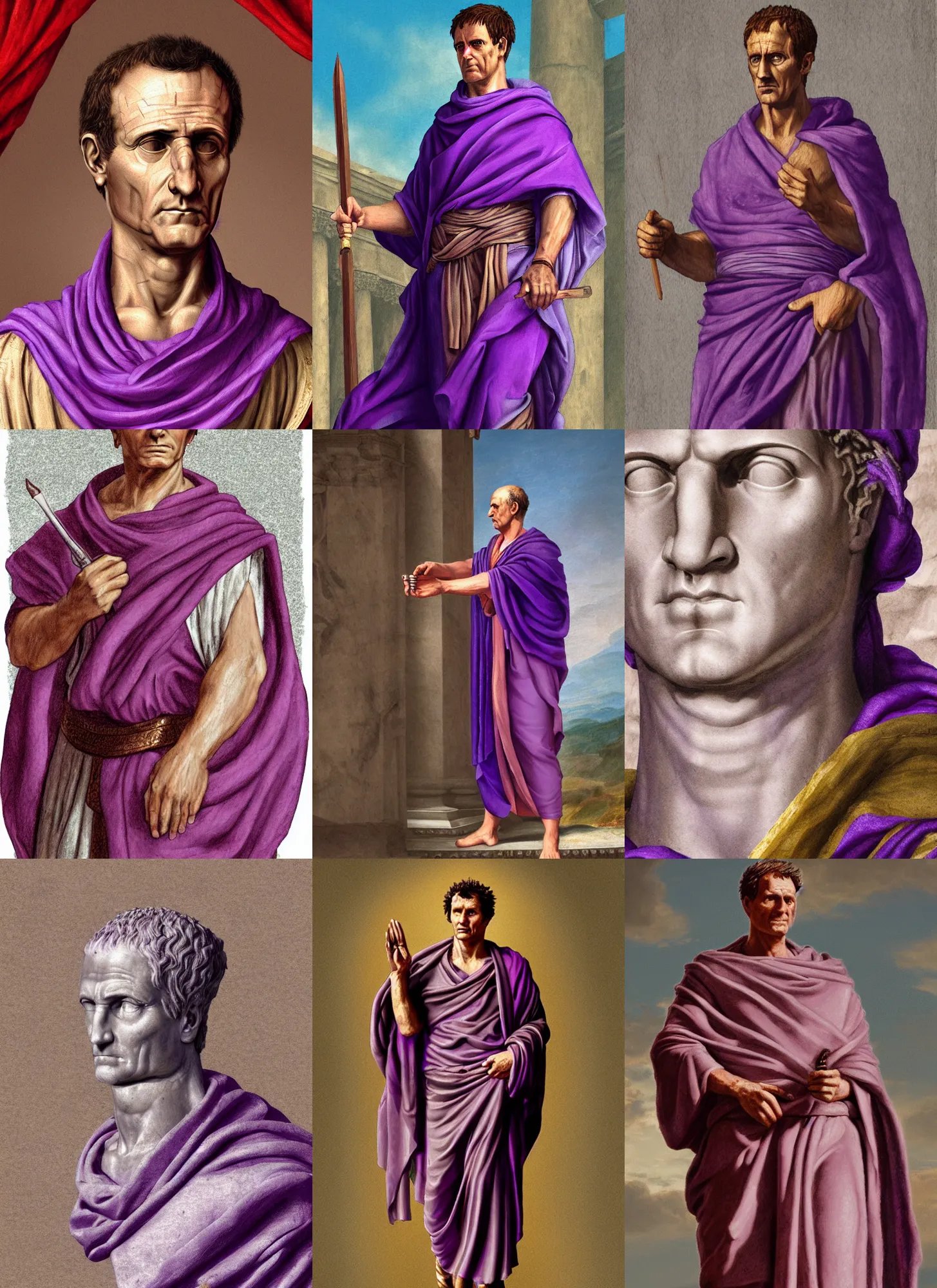 gaius julius caesar wearing a tyrian purple toga, | Stable Diffusion ...