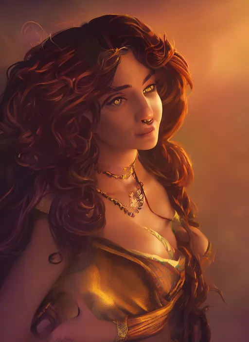 Prompt: disney esmeralda, concept art, elegent, magic background, character portrait, dynamic lighting, octane render aesethic, matte painting, gaudy colors, detailed