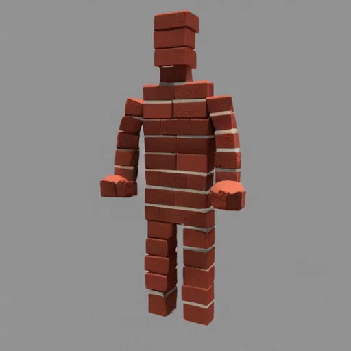 Image similar to 3d model of a person with brick texture, unreal engine