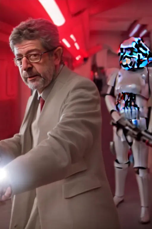 Image similar to [a still of Melenchon in the movie Star Wars, evil, 4k, HD, high quality]
